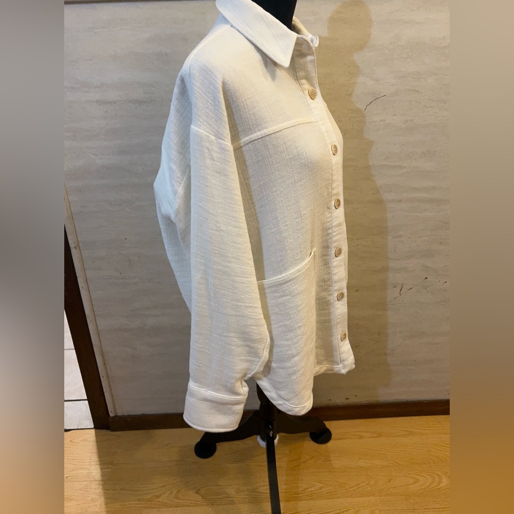 NWT- Zara off-white rustic overshirt - Picture 6 of 13
